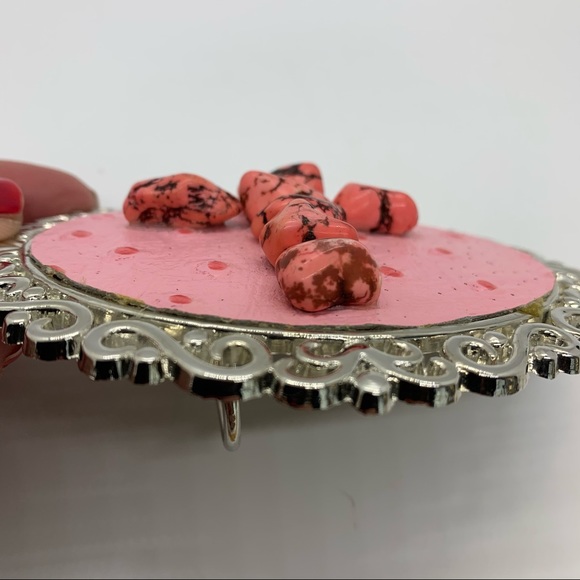 PINK CROSS FAUX OSTRICH WESTERN BELT BUCKLE - Picture 8 of 12